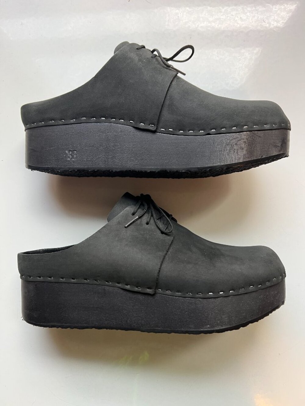 Bryr Zoe Monochrome Black Platform Clog with Removable Kilt - Picture 2 of 12